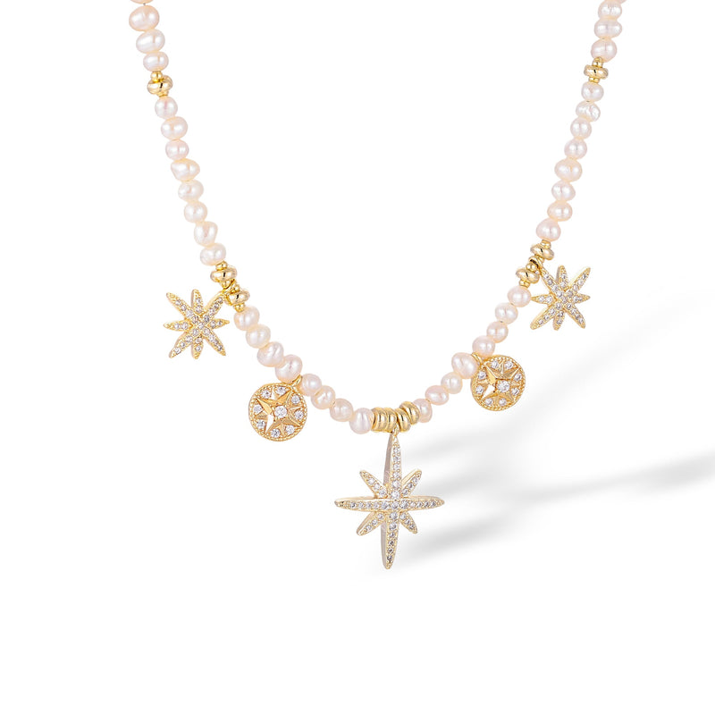 Luciane White Pearl Starburst Necklace