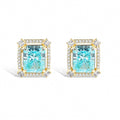 Lucie 14K Gold Blue Radiant Stud Earrings