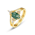 Lucile Green Moss Hexagonal Ring Set