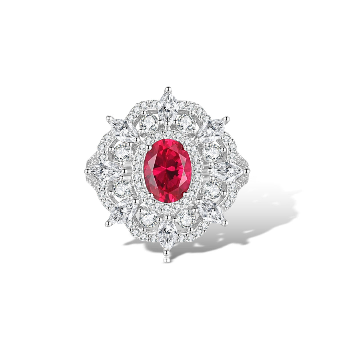 Lueur Ruby Floral Brillante Ring