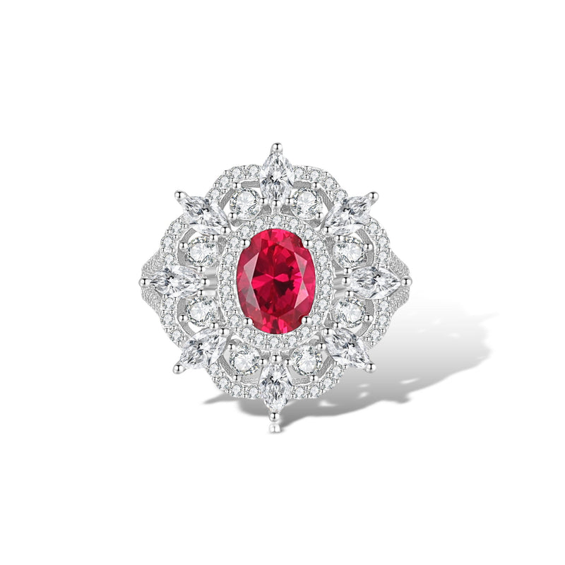 Lueur Ruby Floral Brillante Ring