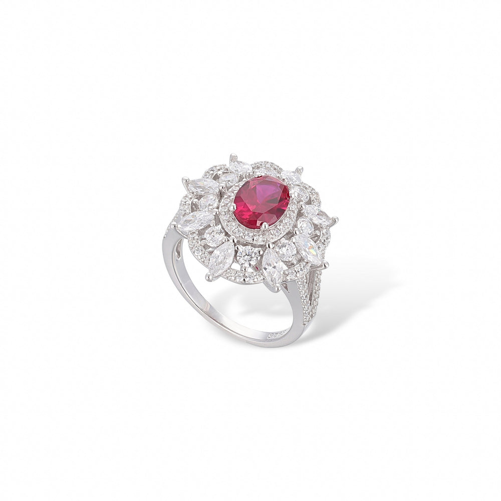 Lueur Ruby Floral Brillante Ring