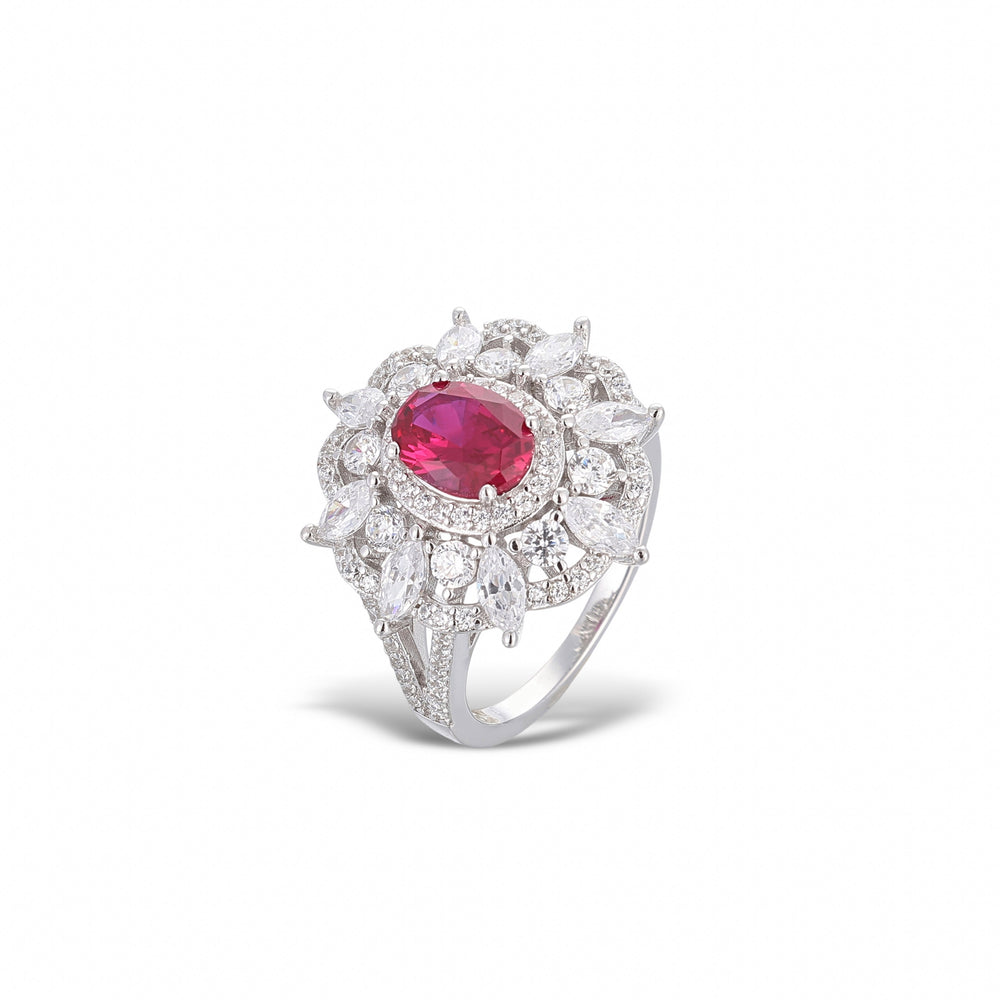 Lueur Ruby Floral Brillante Ring