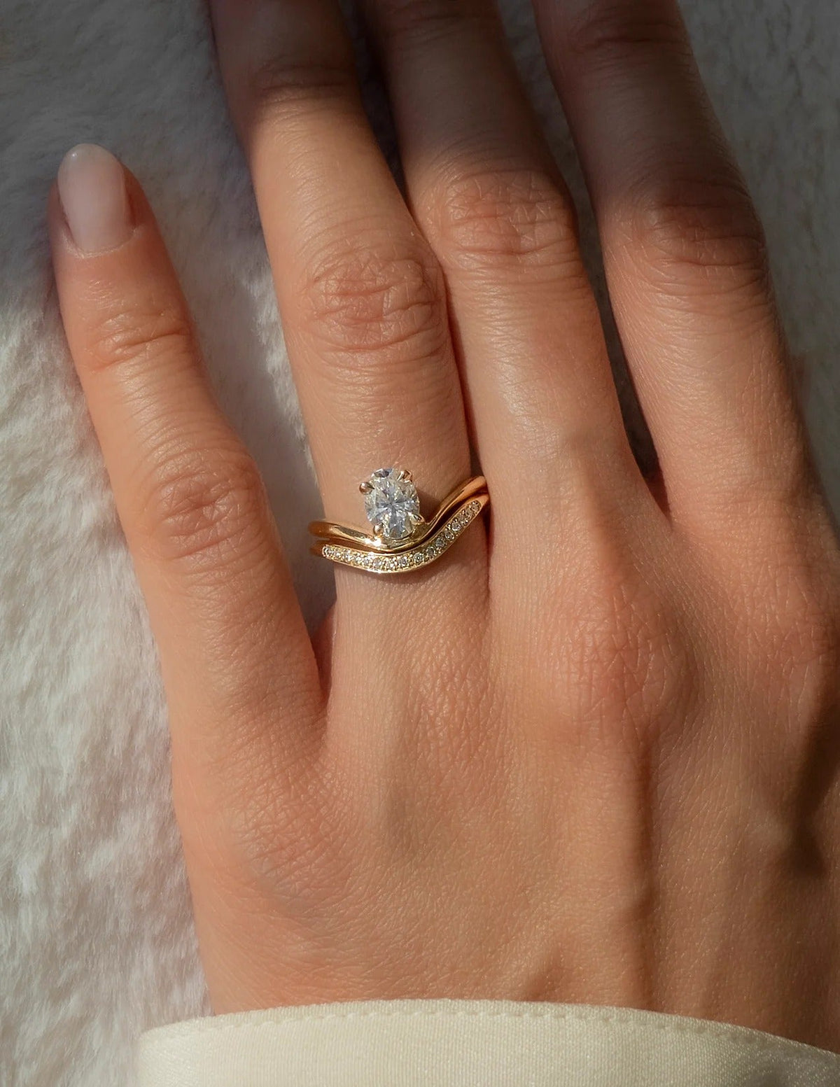 Luisa 14K Gold Oval Sunrise Ring Set