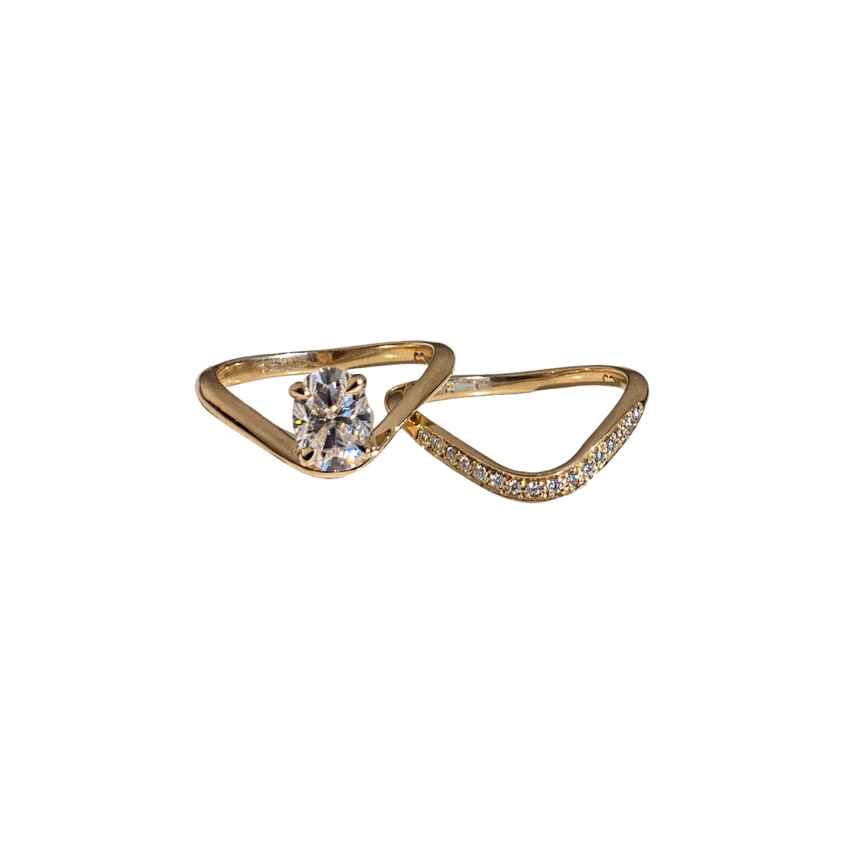 Luisa 14K Gold Oval Sunrise Ring Set