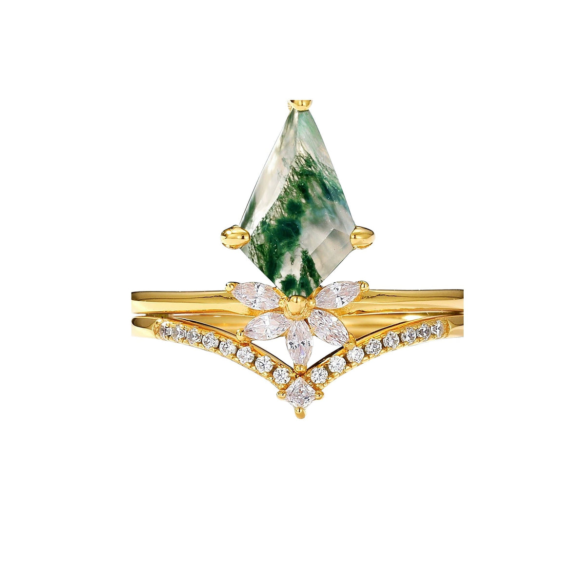 Lyne Green Moss Kite Ring Set