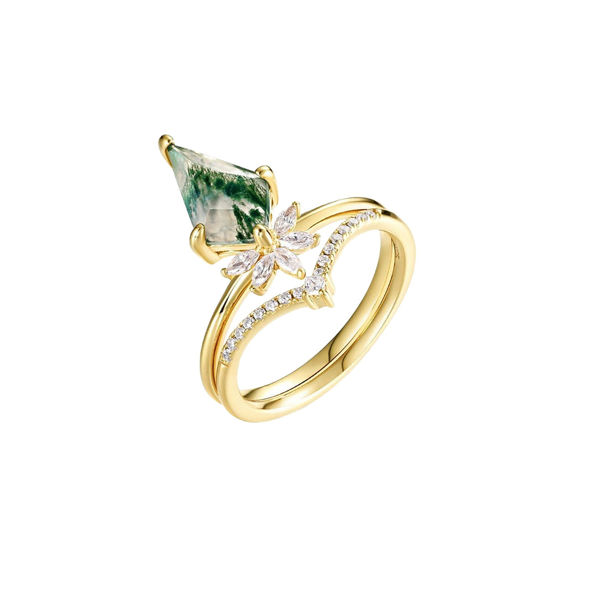 Lyne Green Moss Kite Ring Set