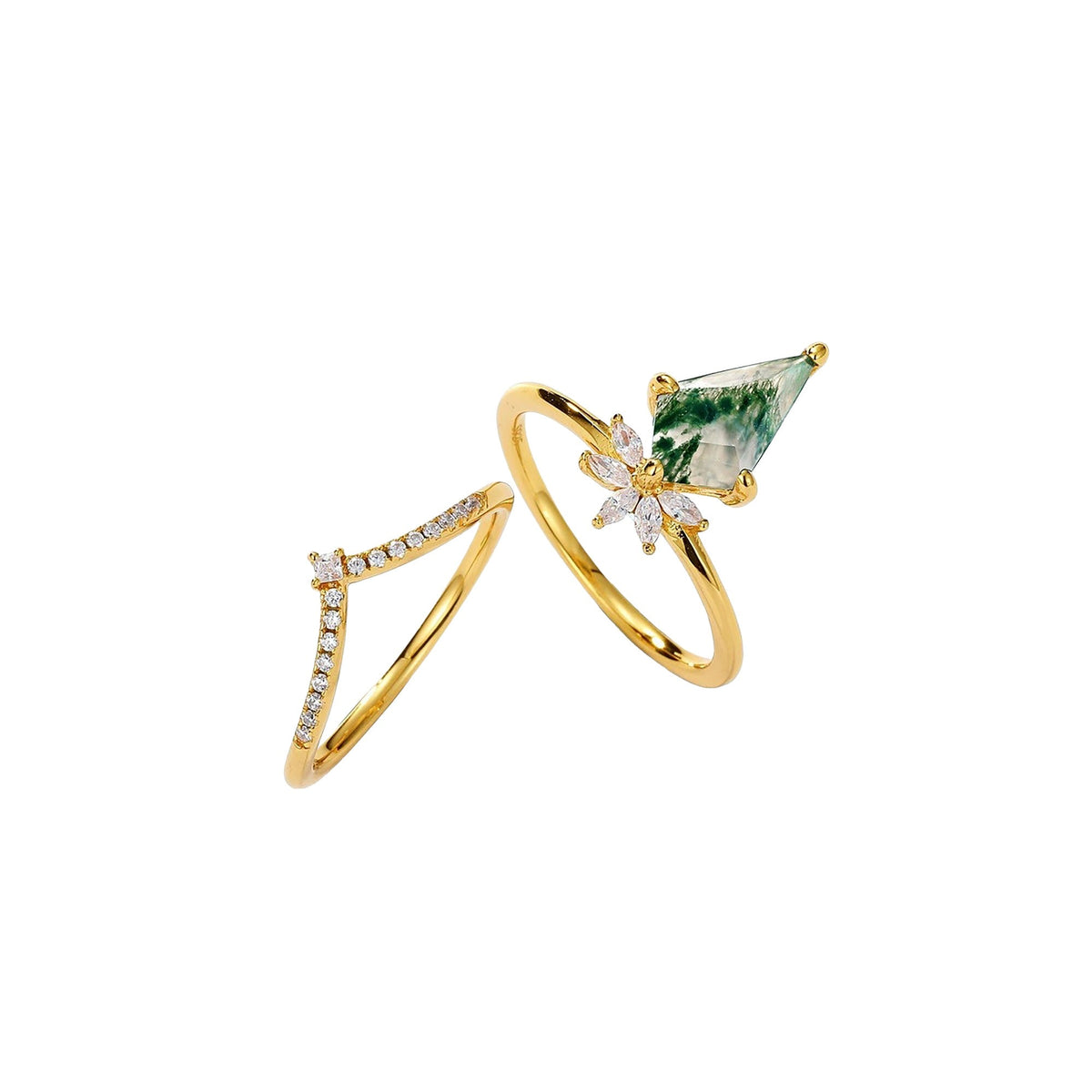 Lyne Green Moss Kite Ring Set