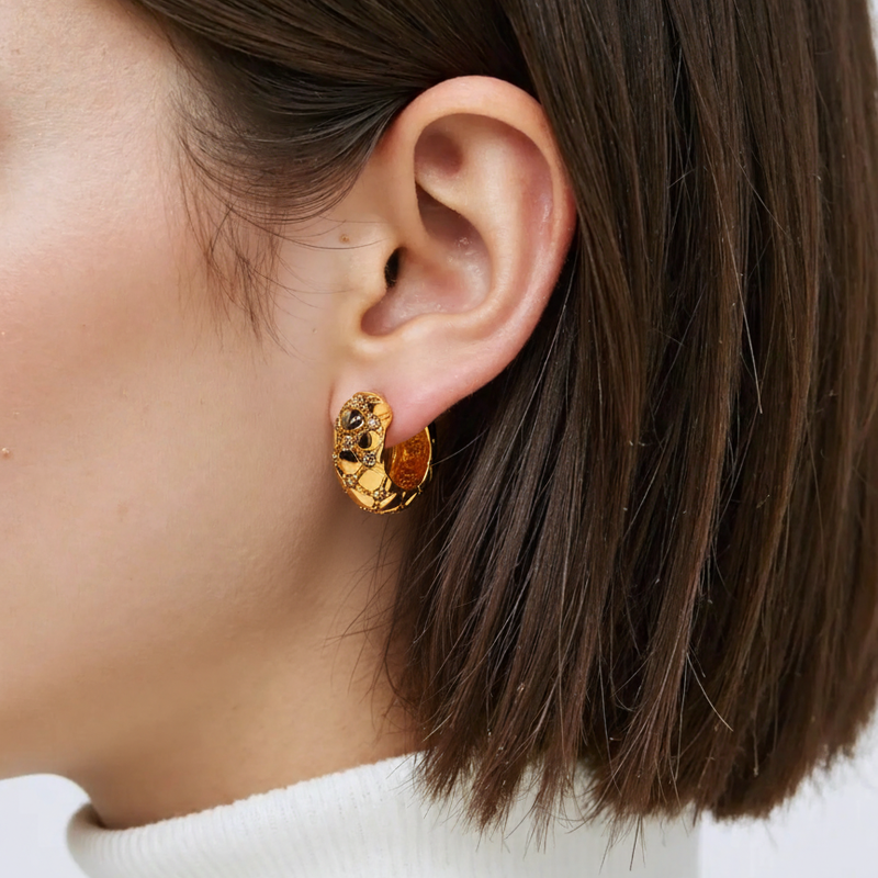 Lysianne Checkered Hoop Earrings