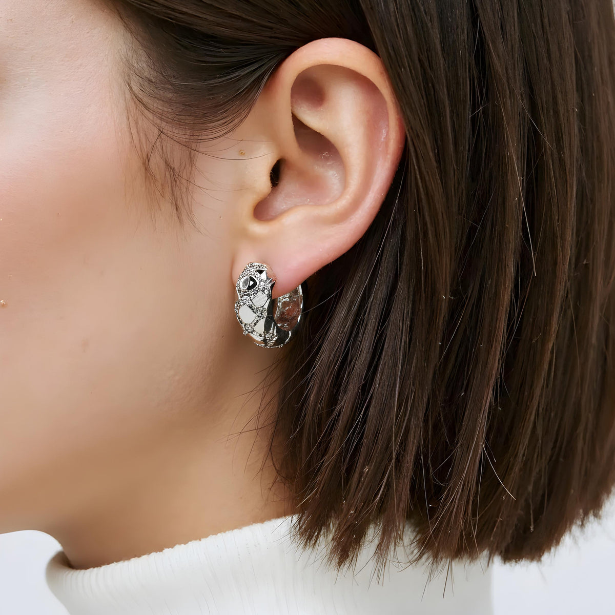 Lysianne Checkered Hoop Earrings
