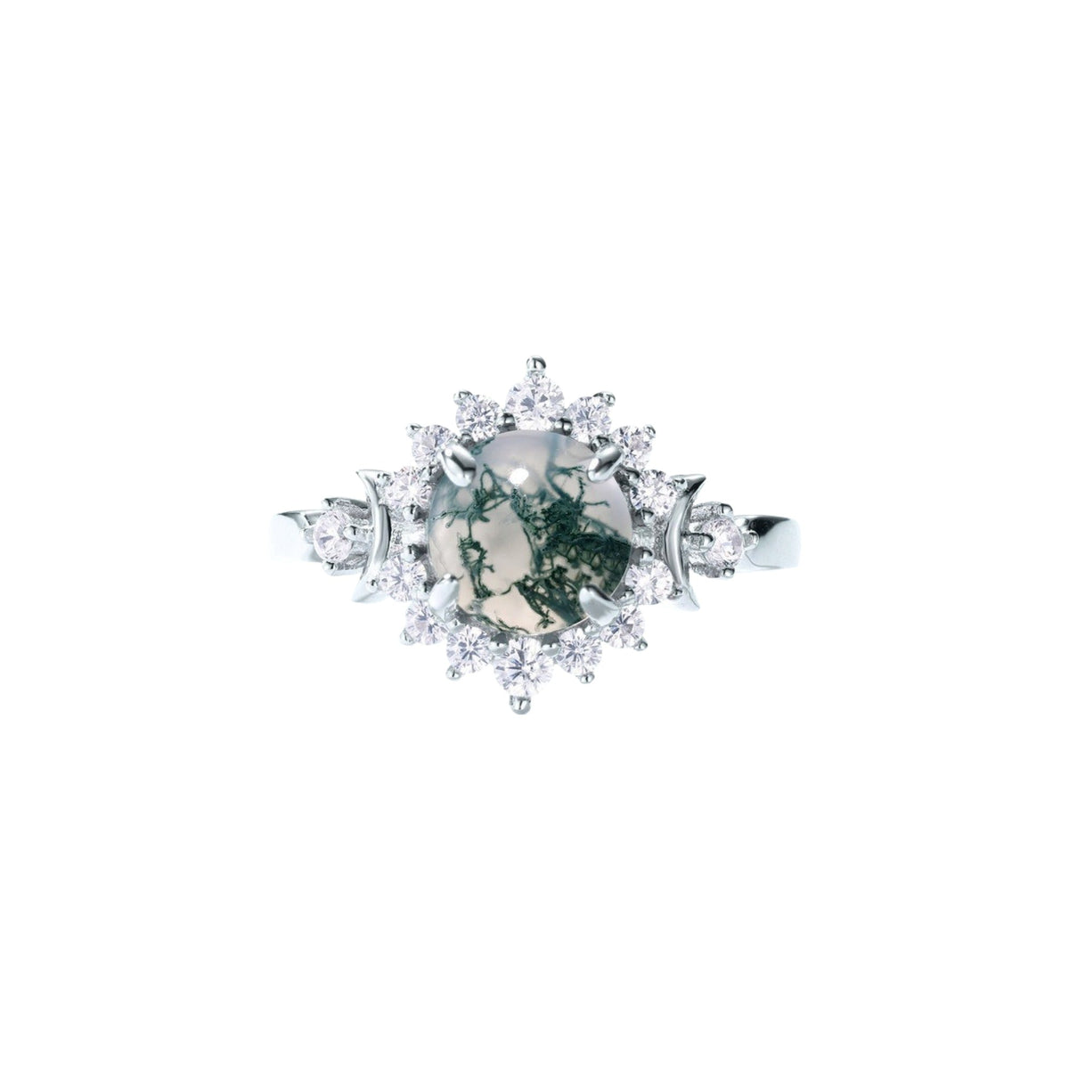 Madenn White Round Moss Open Ring