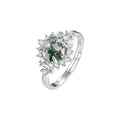 Madenn White Round Moss Open Ring
