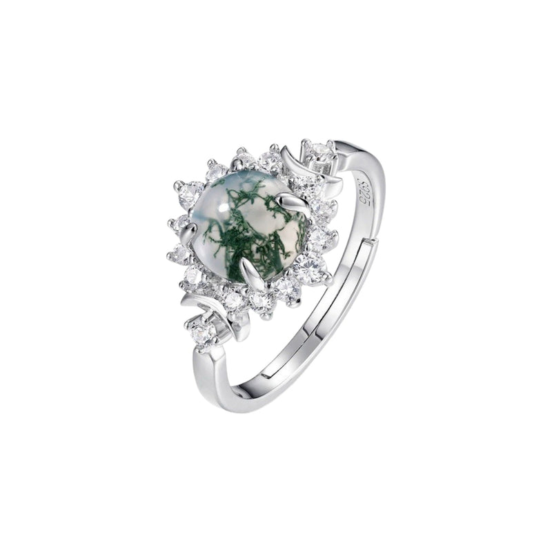 Madenn White Round Moss Open Ring