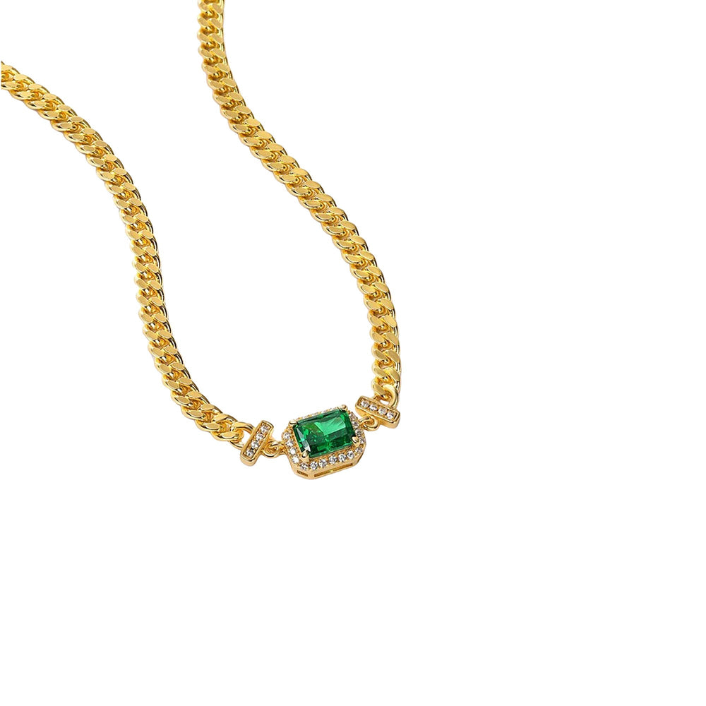 Maëliss 14K Gold Green Cushion Necklace