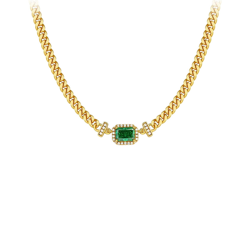 Maëliss 14K Gold Green Cushion Necklace
