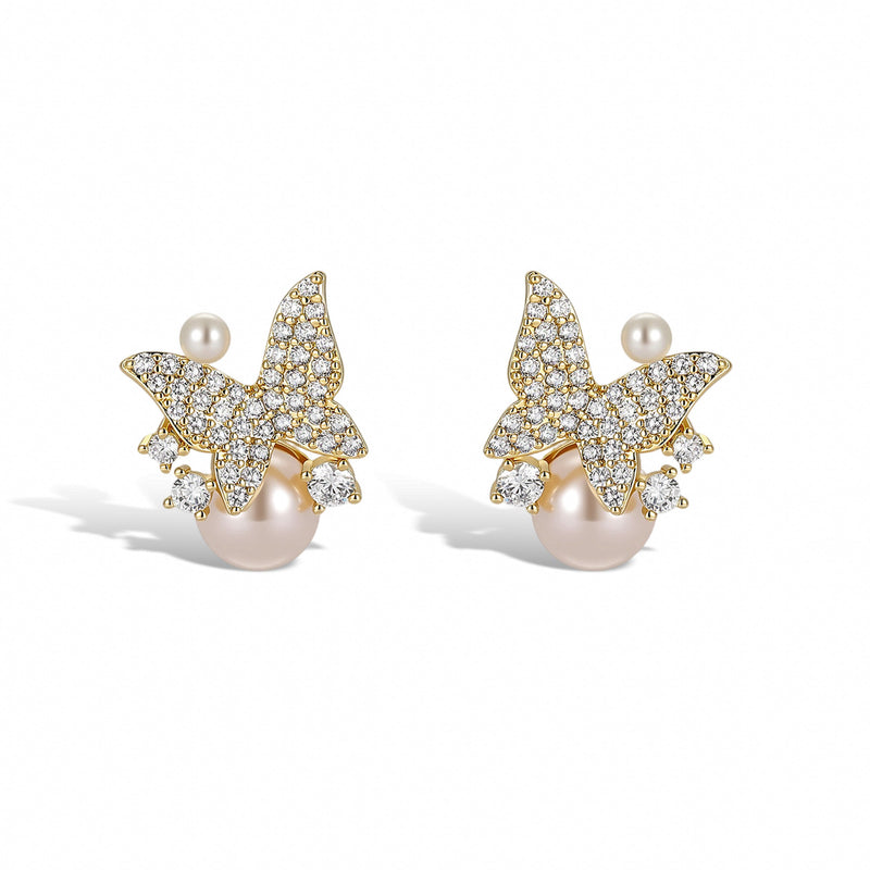 Maëlle 14K Gold Butterfly Stud Earrings