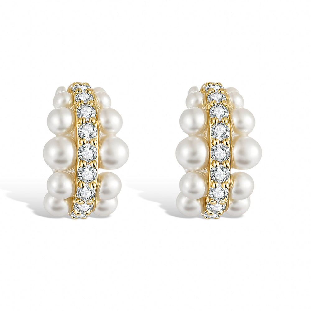 Maëva White Pearl C-Hoop Earrings