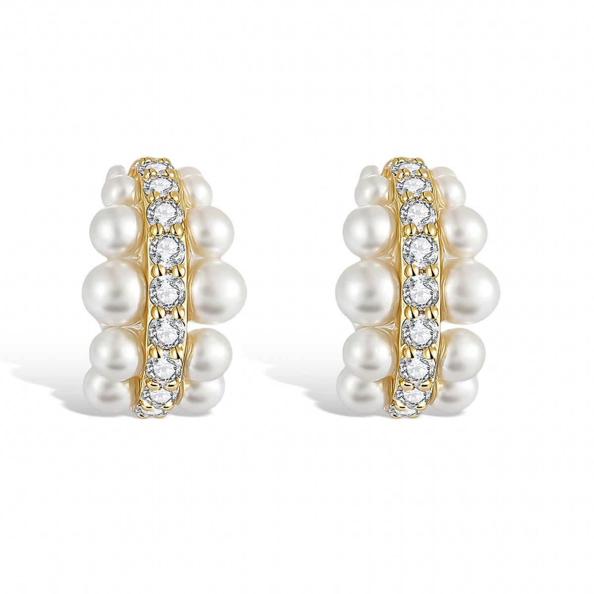 Maëva White Pearl C-Hoop Earrings