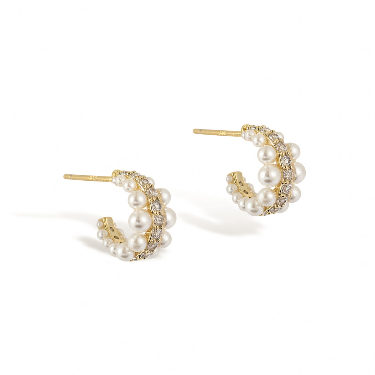 Maëva White Pearl C-Hoop Earrings