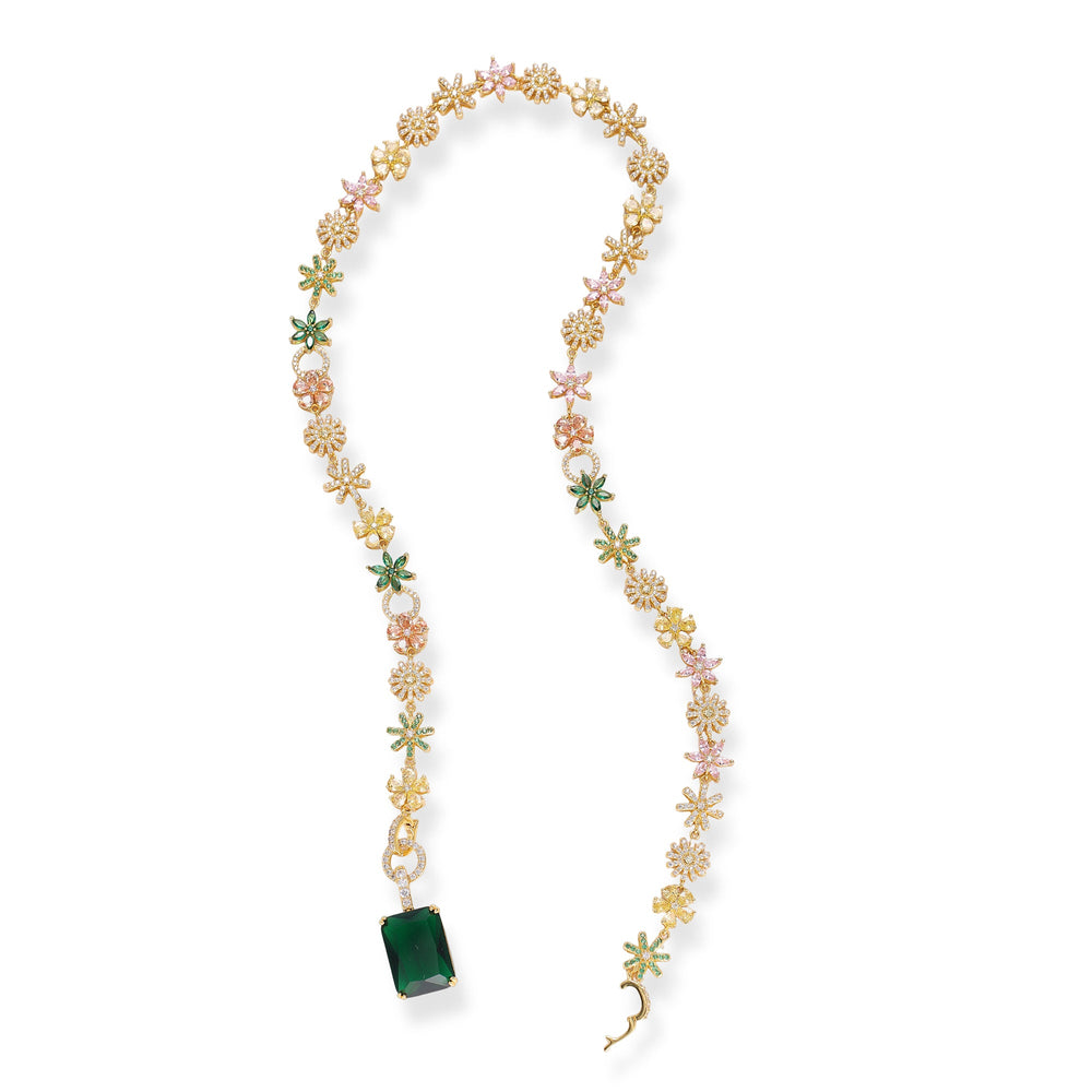 Magdalena Multicolor Floral Rectangular Necklace