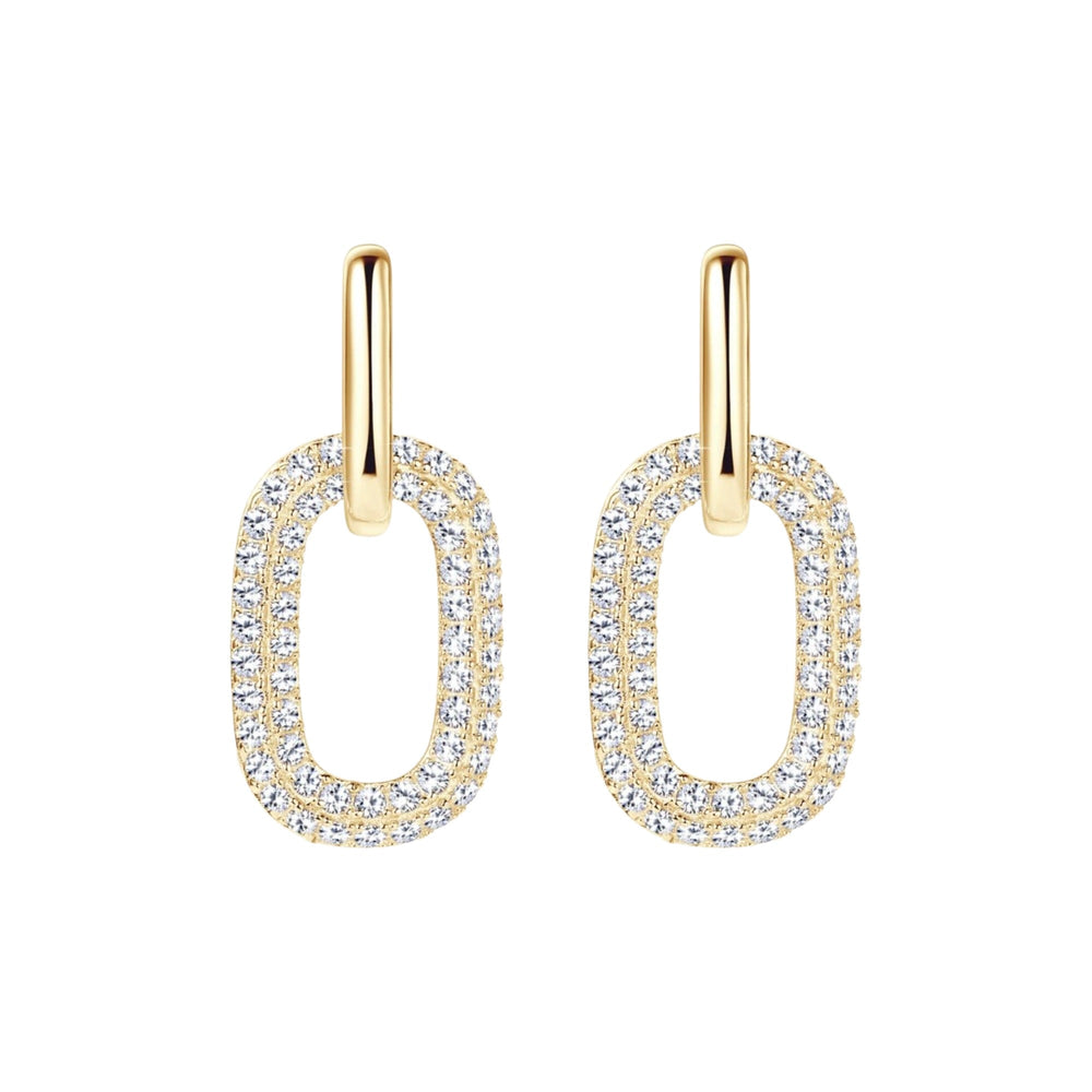 Maglind 14K Gold Double Link Moissanite Earrings