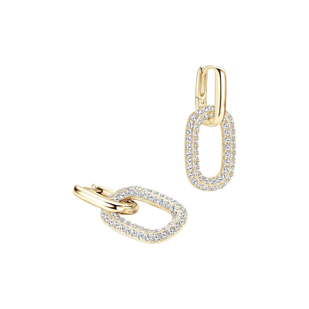 Maglind 14K Gold Double Link Moissanite Earrings