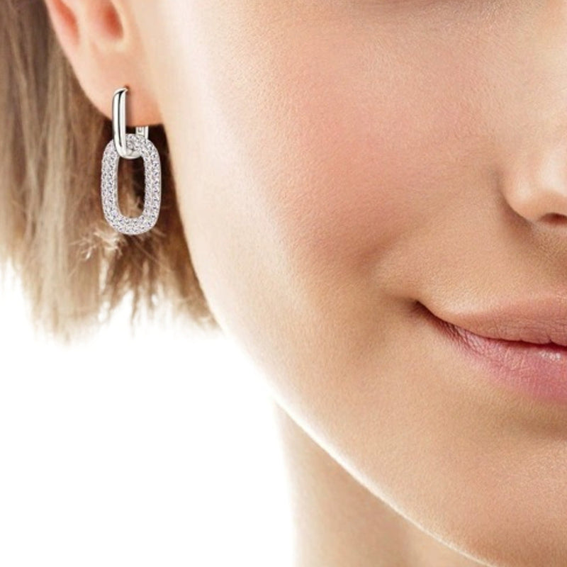 Maglind 14K Gold Double Link Moissanite Earrings