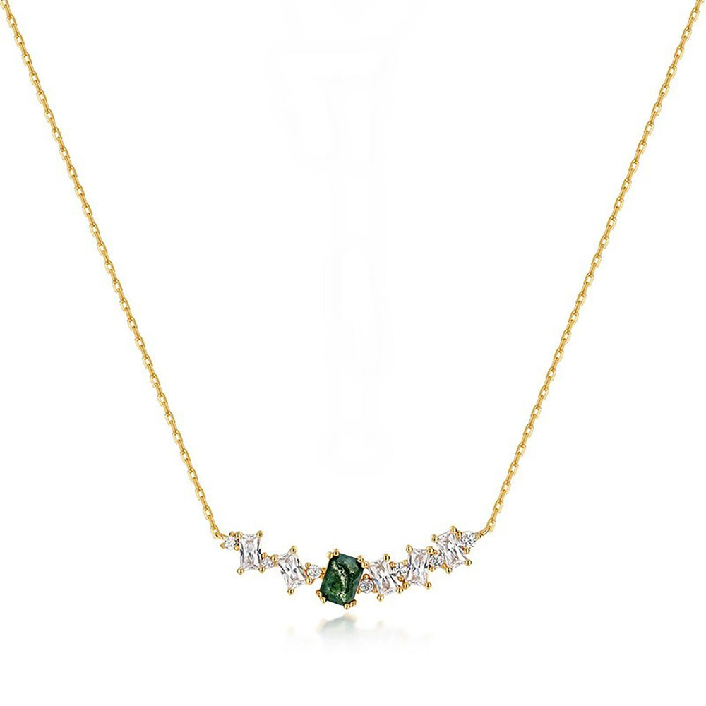 Maïa Baguette Moss Necklace