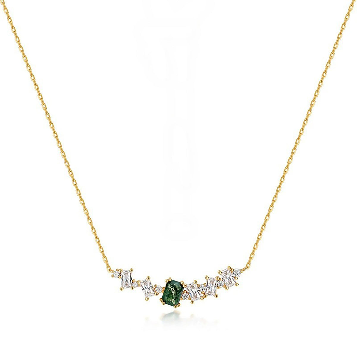 Maïa Baguette Moss Necklace