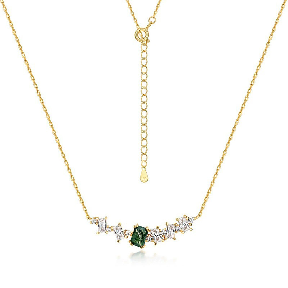 Maïa Baguette Moss Necklace