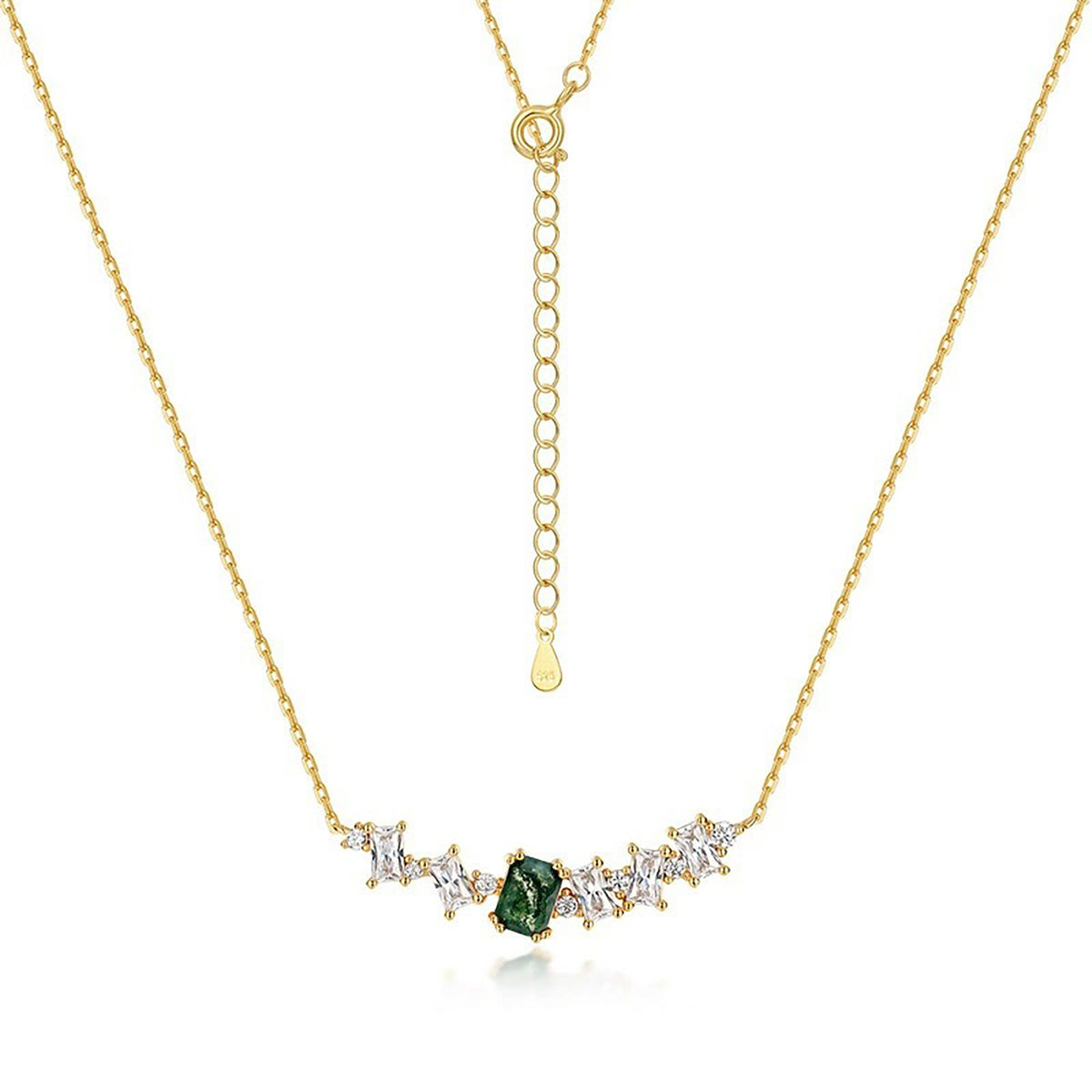 Maïa Baguette Moss Necklace