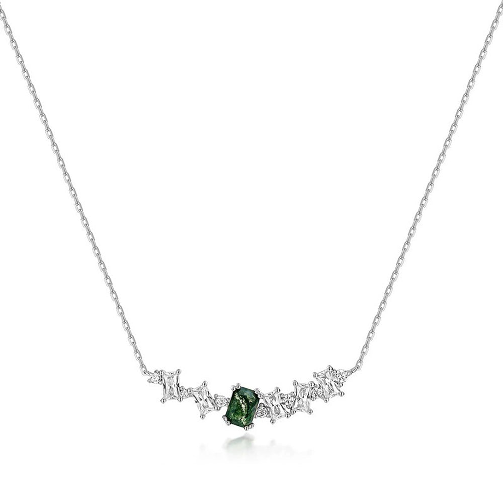 Maïa Baguette Moss Necklace