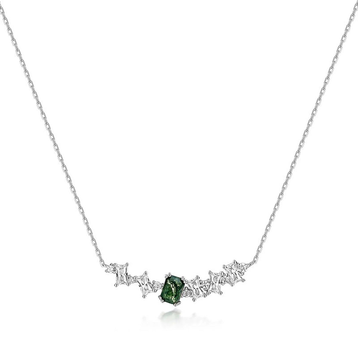 Maïa Baguette Moss Necklace
