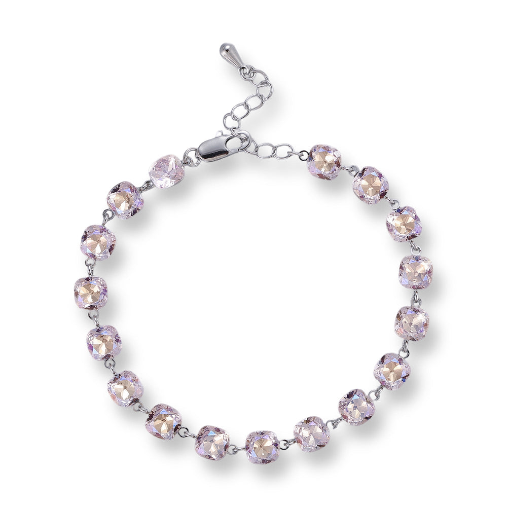 Malina Pink Cushion Crystal Bracelet