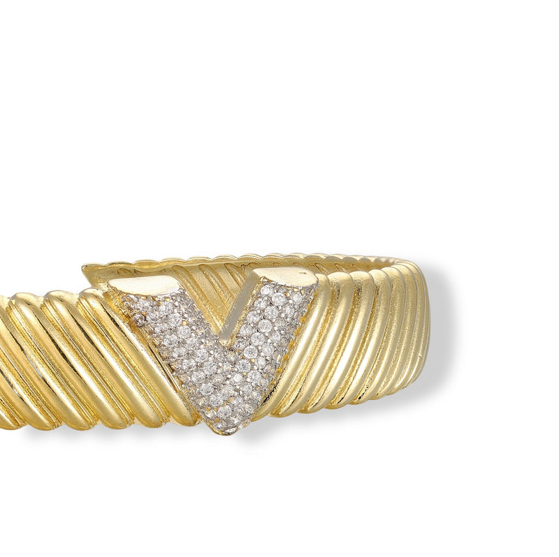 Malvina 14K Gold V Shape Open Bangle