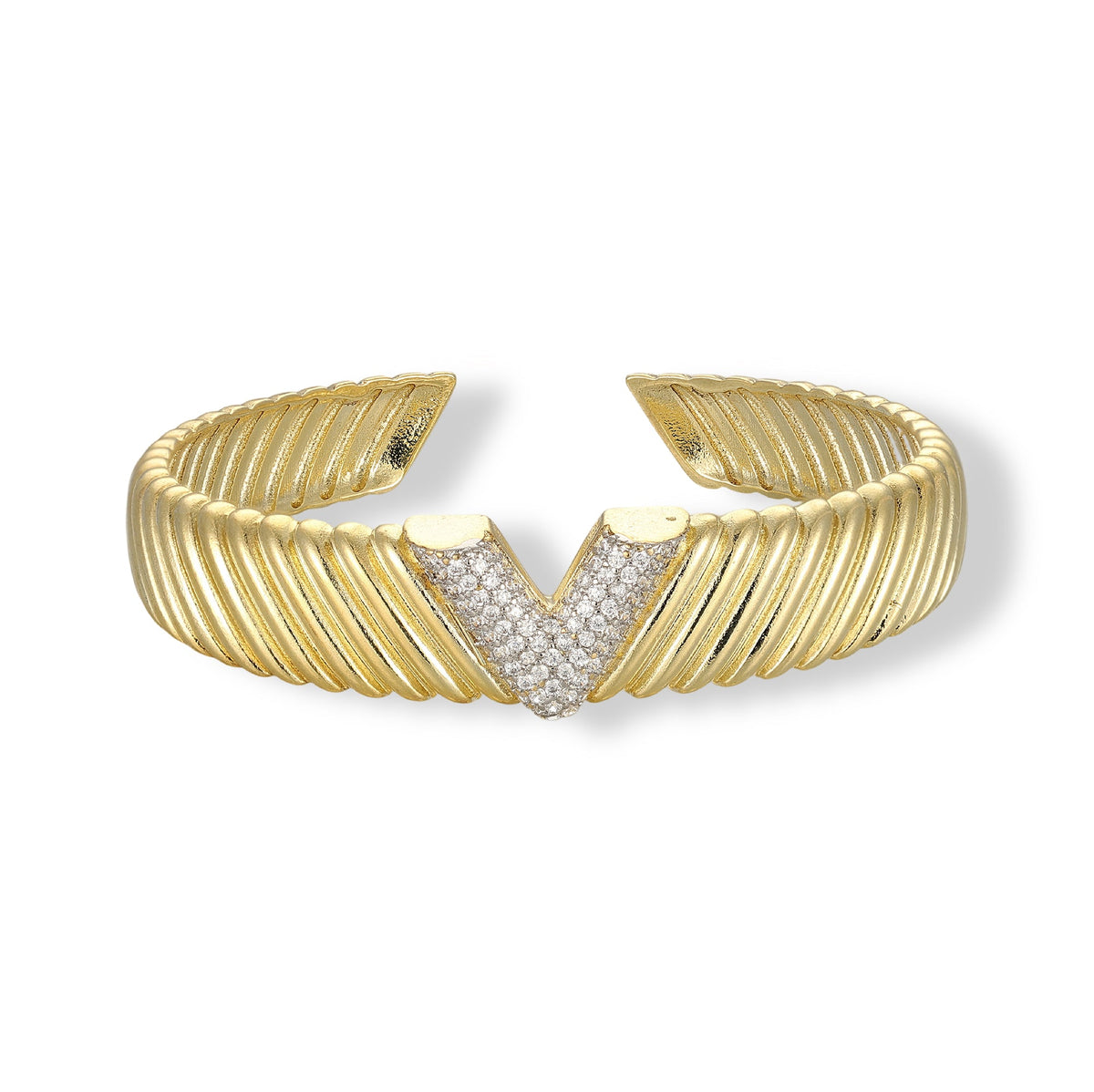 Malvina 14K Gold V Shape Open Bangle