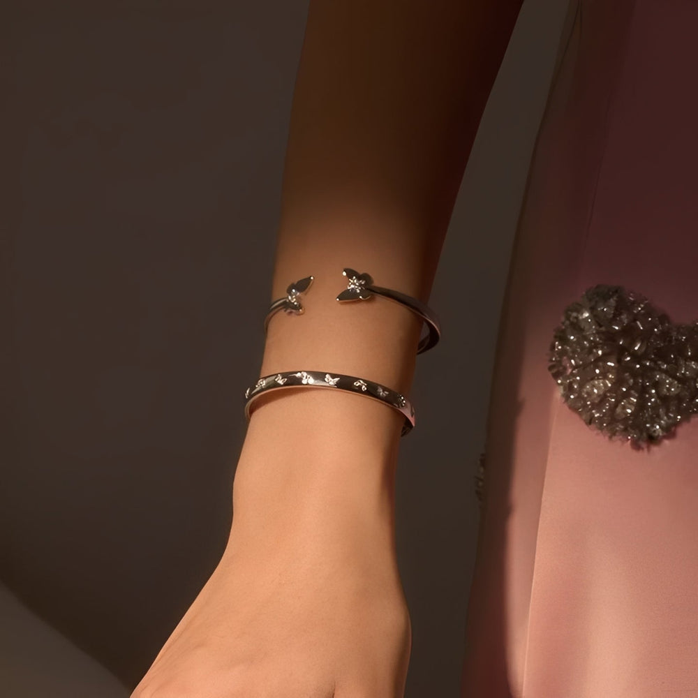 Marbré White Butterfly Open Bangle