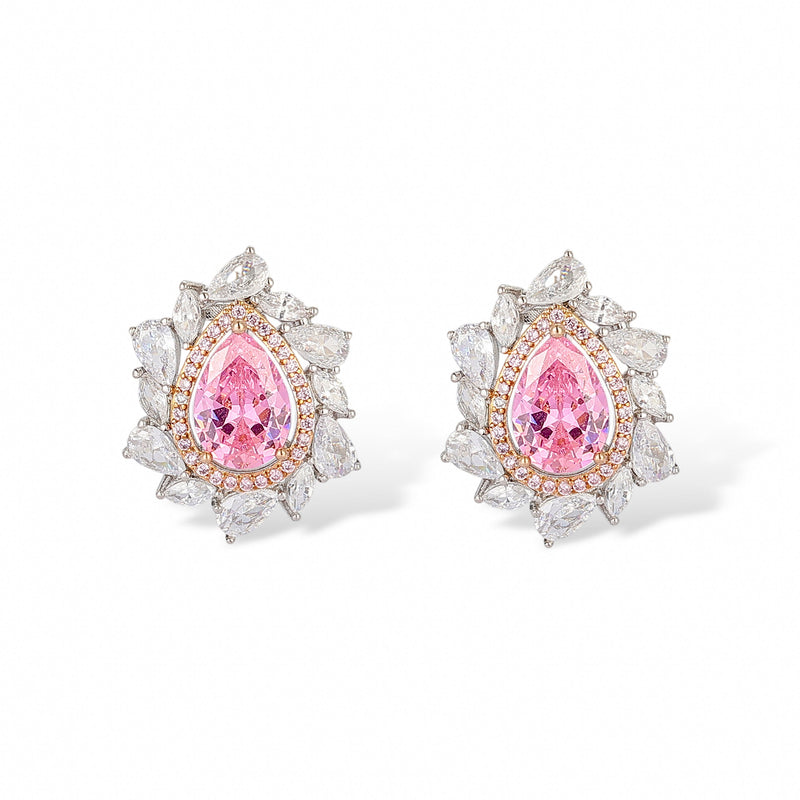 Margaux Pink Teardrop Stud Earrings