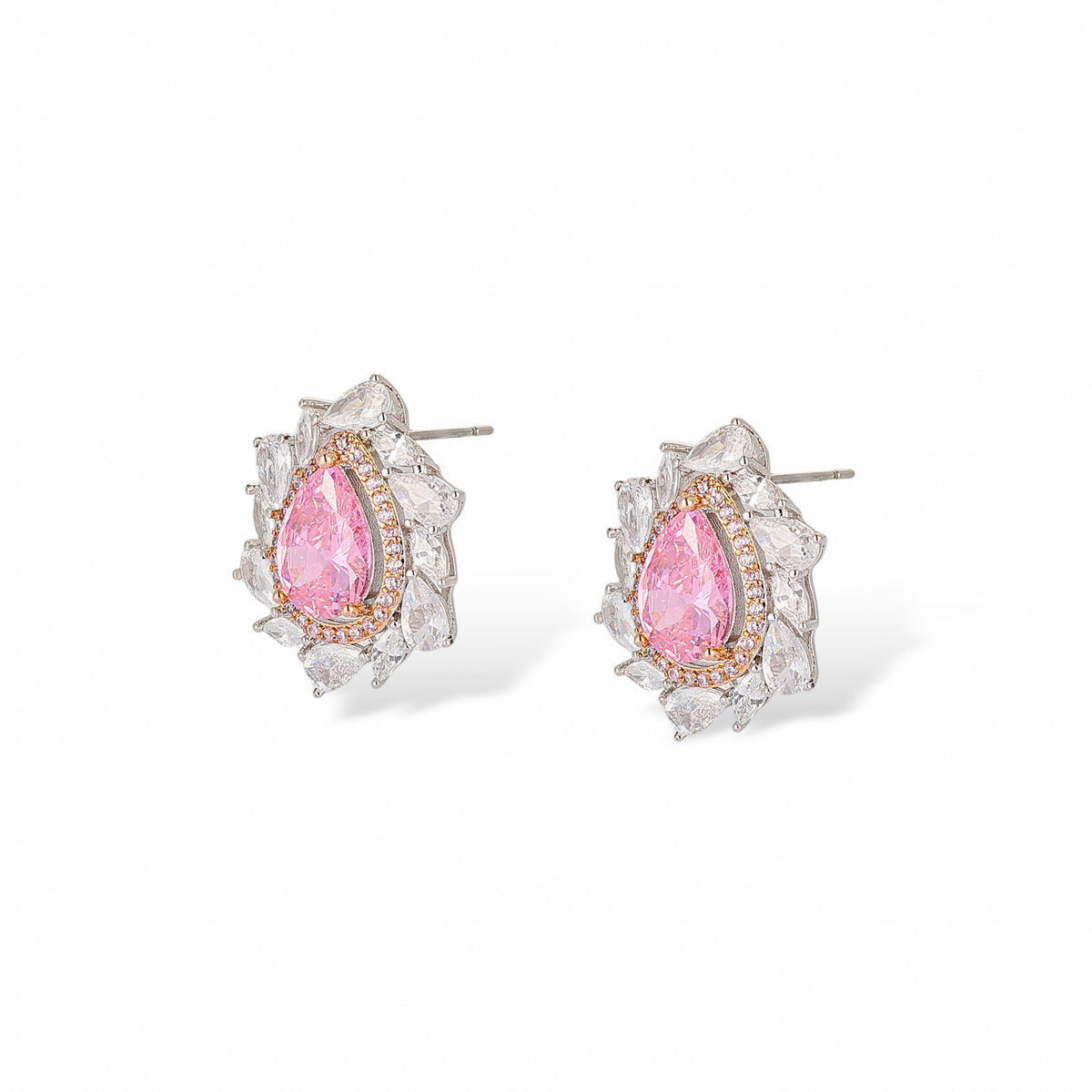 Margaux Pink Teardrop Stud Earrings