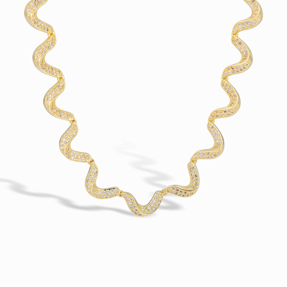 Marlen 14K Gold Wave Necklace