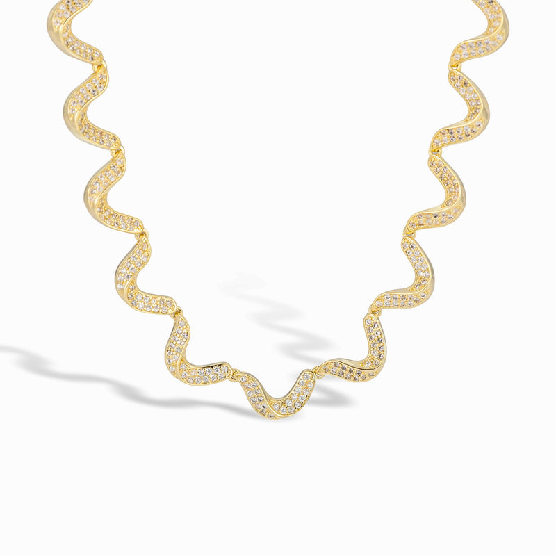 Marlen 14K Gold Wave Necklace
