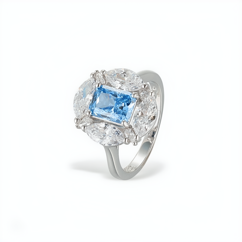 Marlène Blue Round Ring