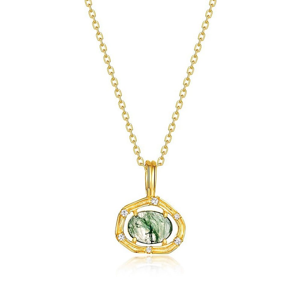 Marthe Green Moss Oval Necklace