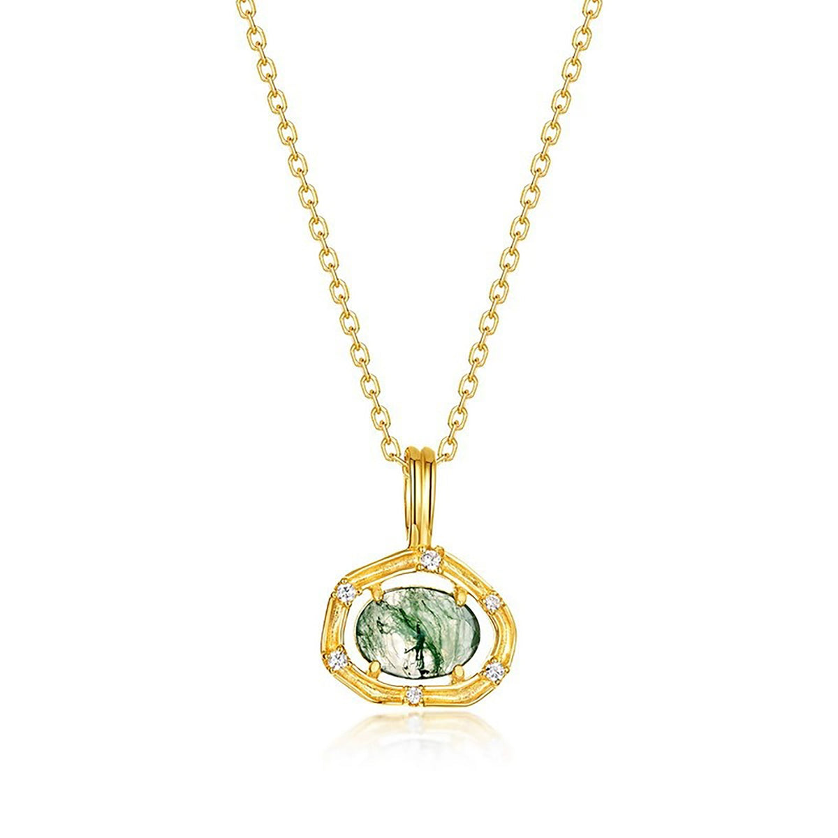Marthe Green Moss Oval Necklace