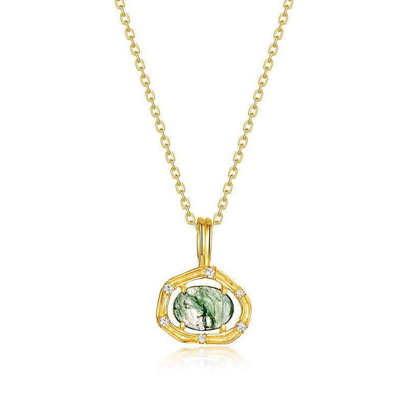 Marthe Green Moss Oval Necklace