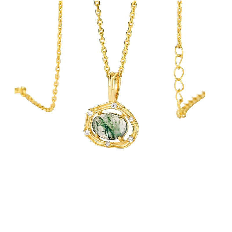Marthe Green Moss Oval Necklace