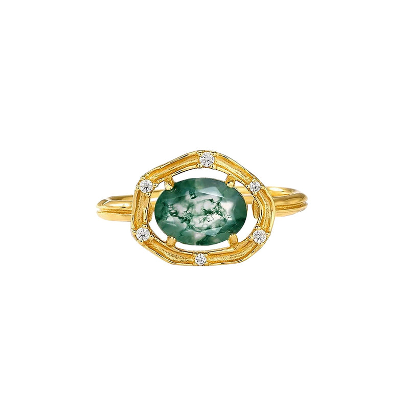 Marthe Green Moss Oval Open Ring