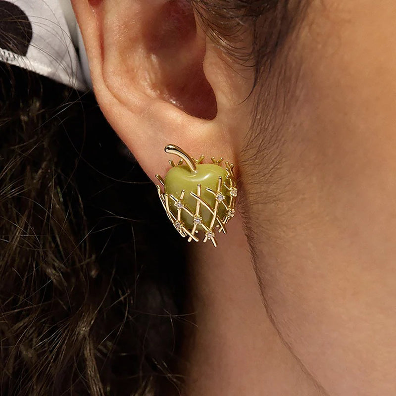 Martina Green Apple Stud Earrings