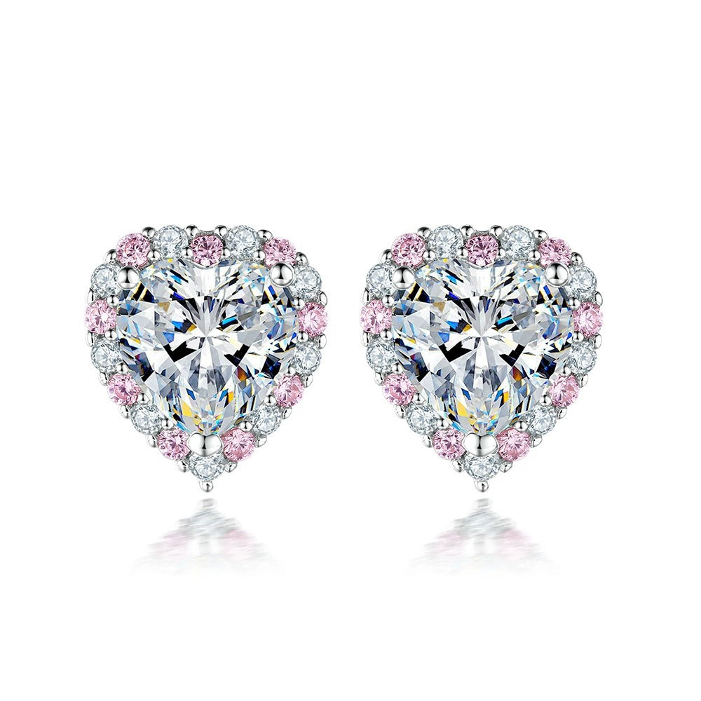 Maryline Pink Heart Stud Earrings