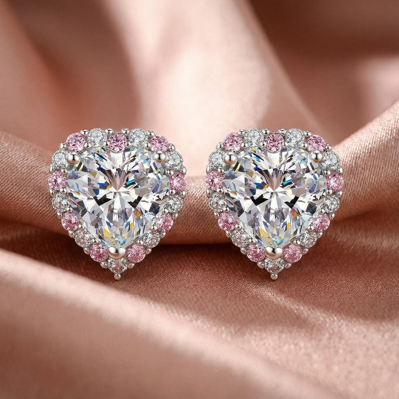 Maryline Pink Heart Stud Earrings